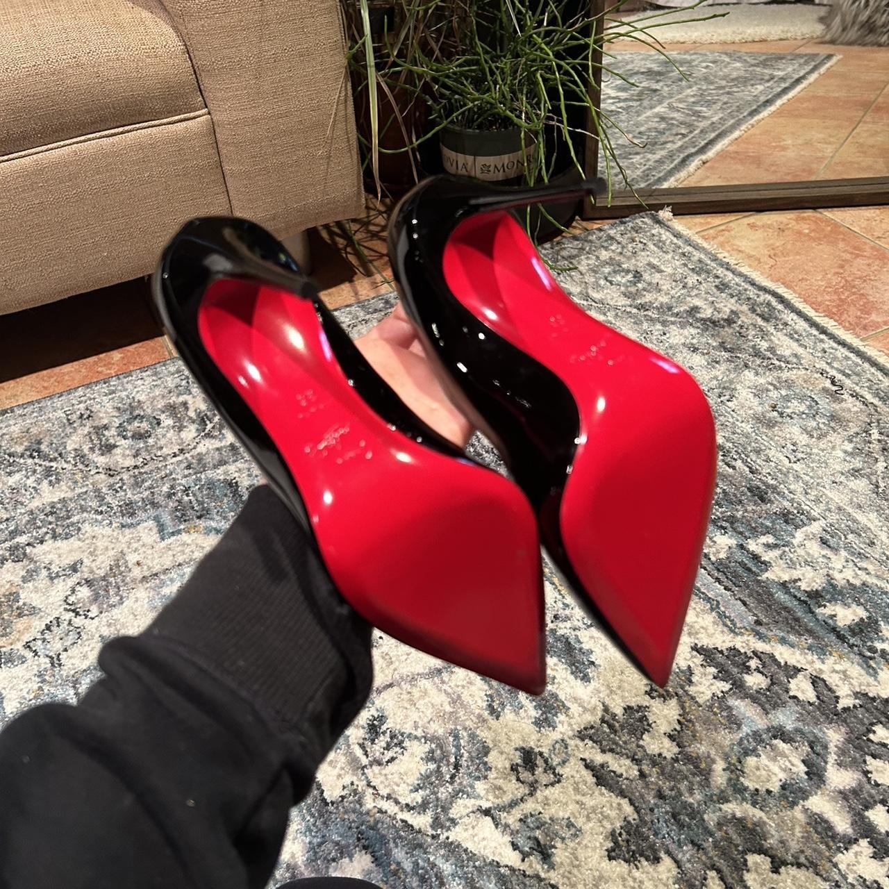 Christian Louboutin Women's Black And Red Courts | Depop