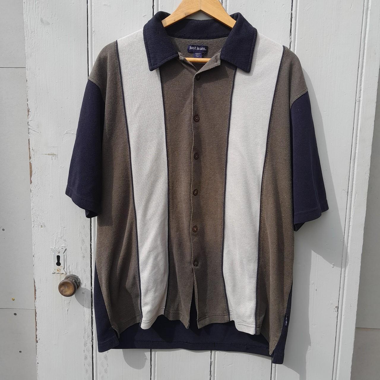 Men's Navy and Khaki Shirt | Depop