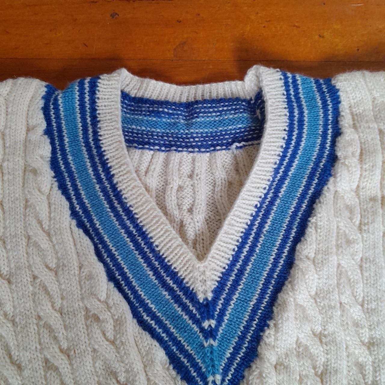 Beautifully made chunky cable knit v-neck jumper... - Depop