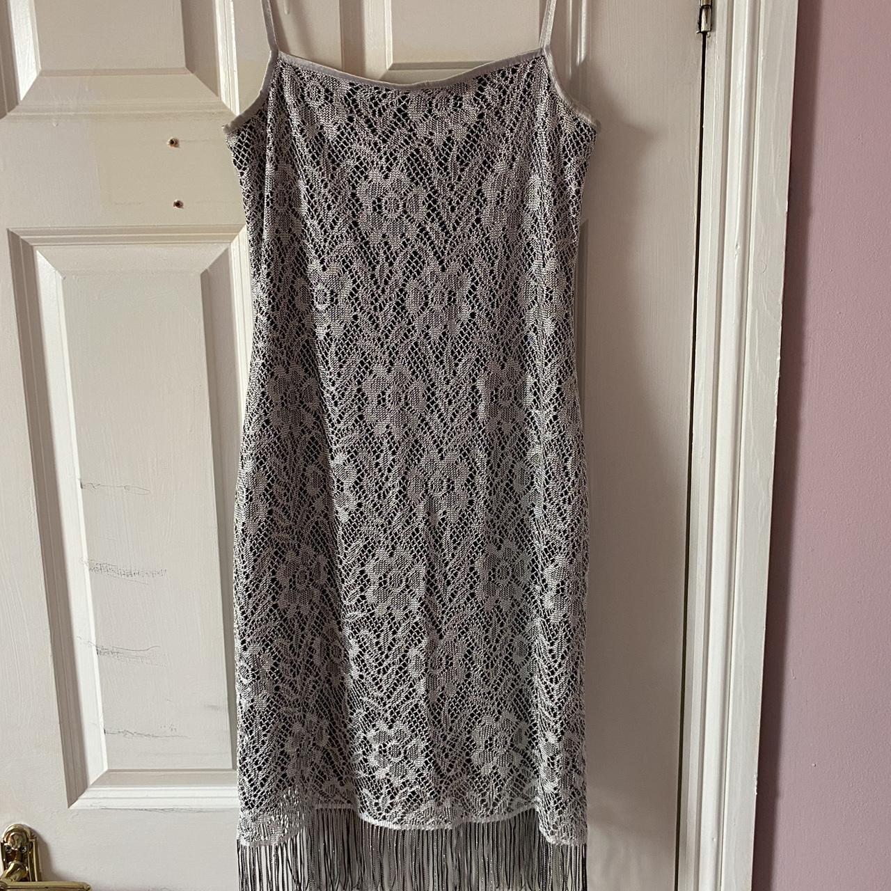 Y2K silver dress with fringe Brand is Dorothy. Depop