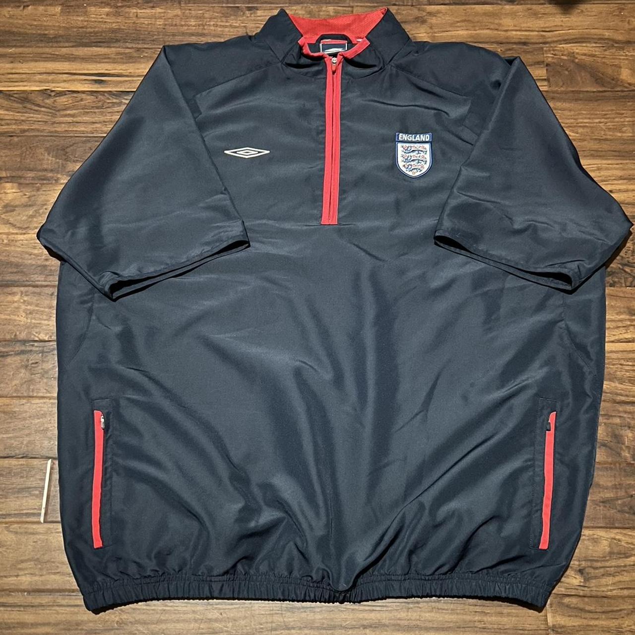 Vintage Navy Umbro England Short Sleeve Quarter Zip... - Depop