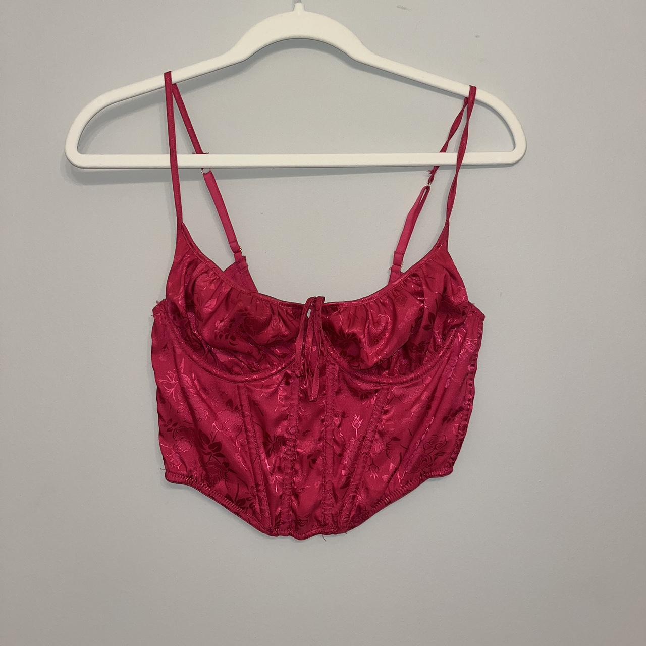 Urban outfitters detailed, pink, silk corset top. Depop