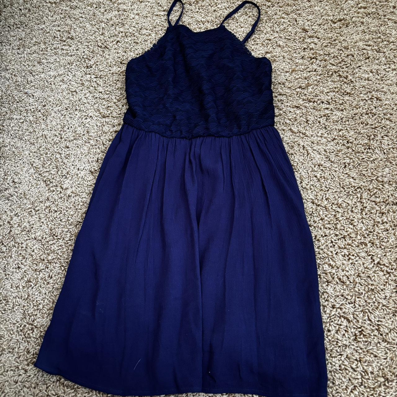 navy blue high neck frilled dress jcpenney or kohls. Depop