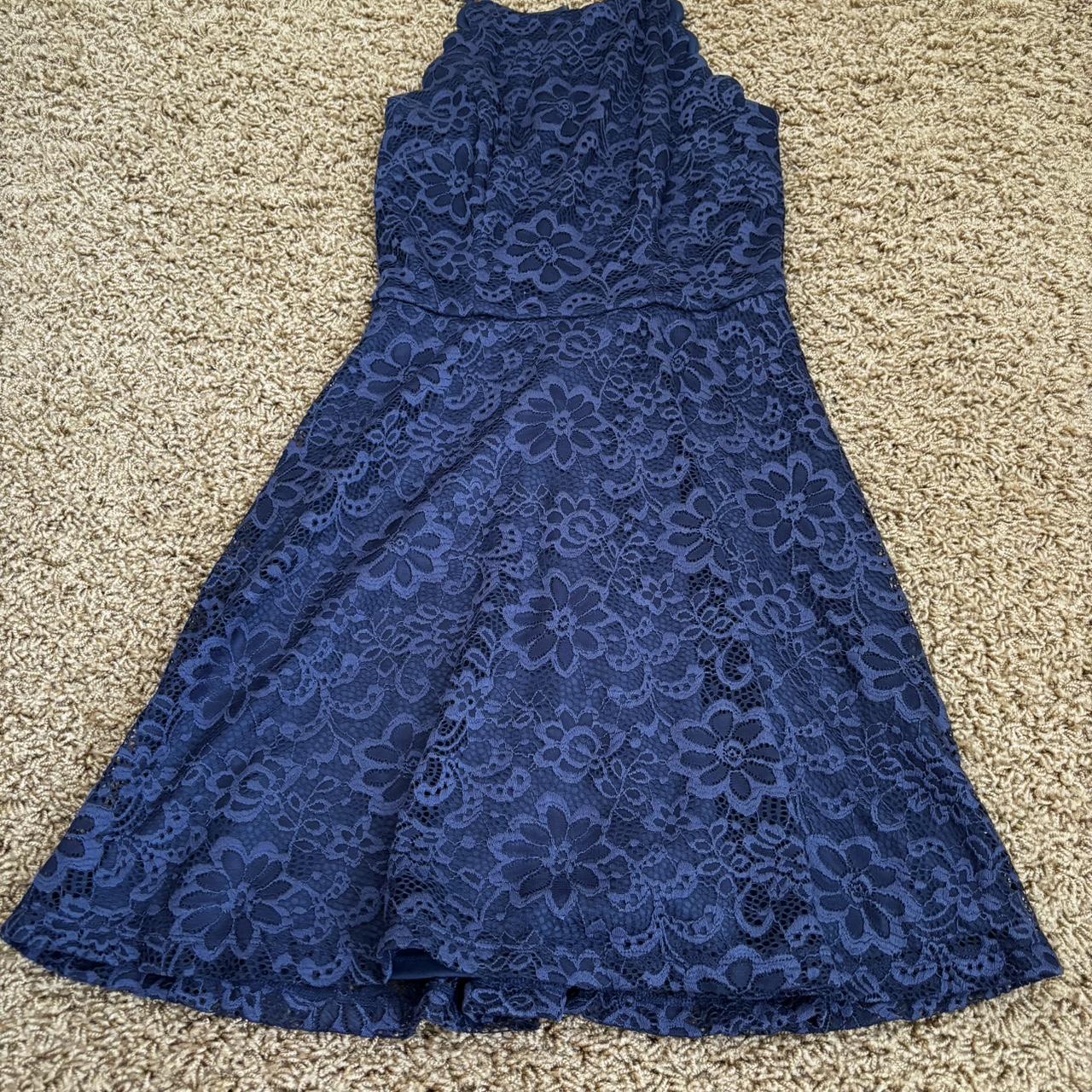 navy blue floral high neck dress jcpenney or kohls Depop