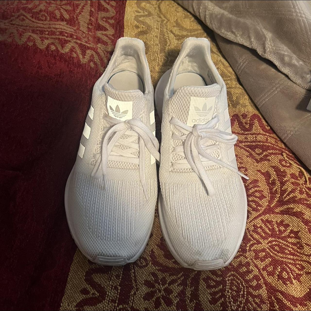 Adidas white running shoes Size: women’s... - Depop