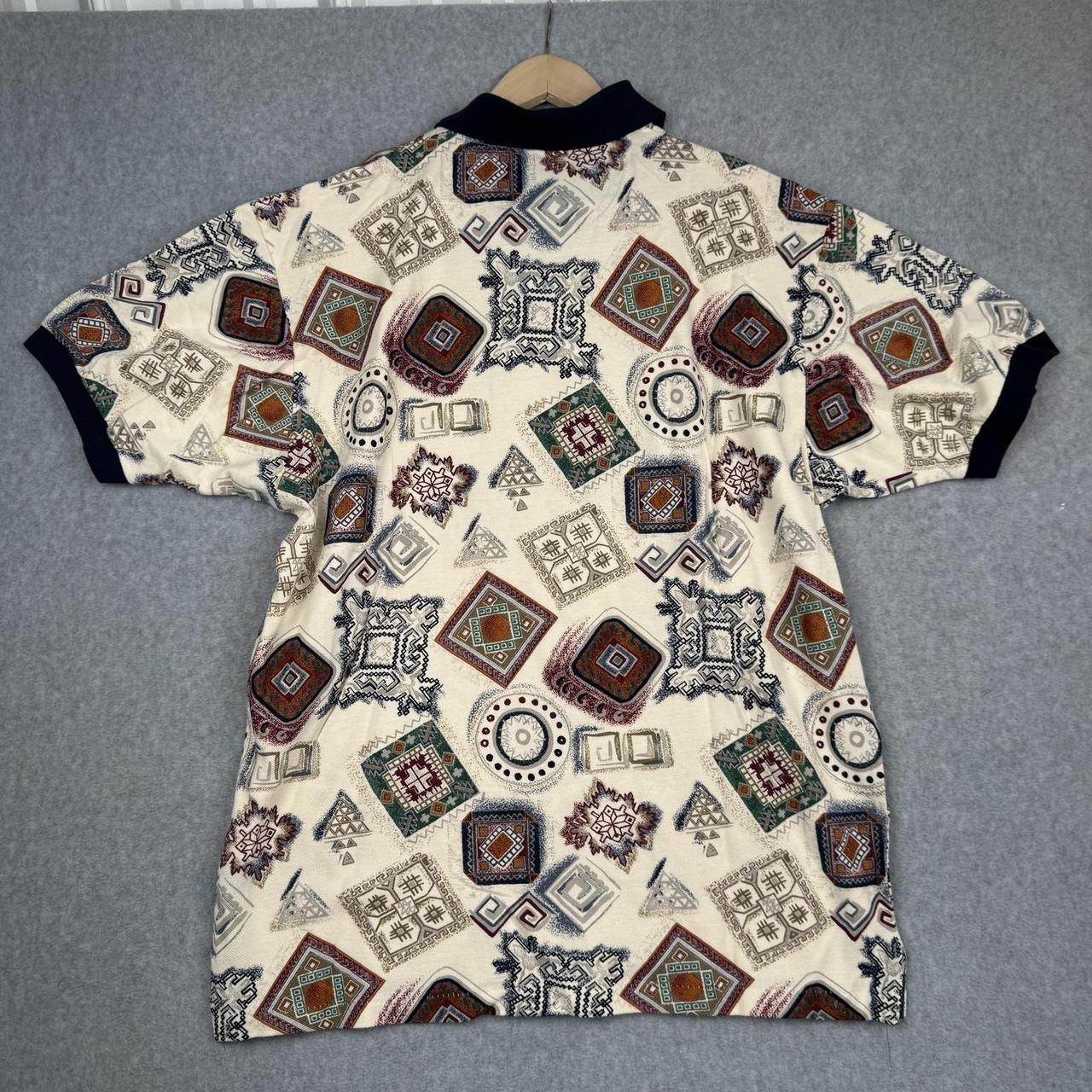 Chaps Men's Polo shirt - Cream/Blue - M – Vintage… - image 3