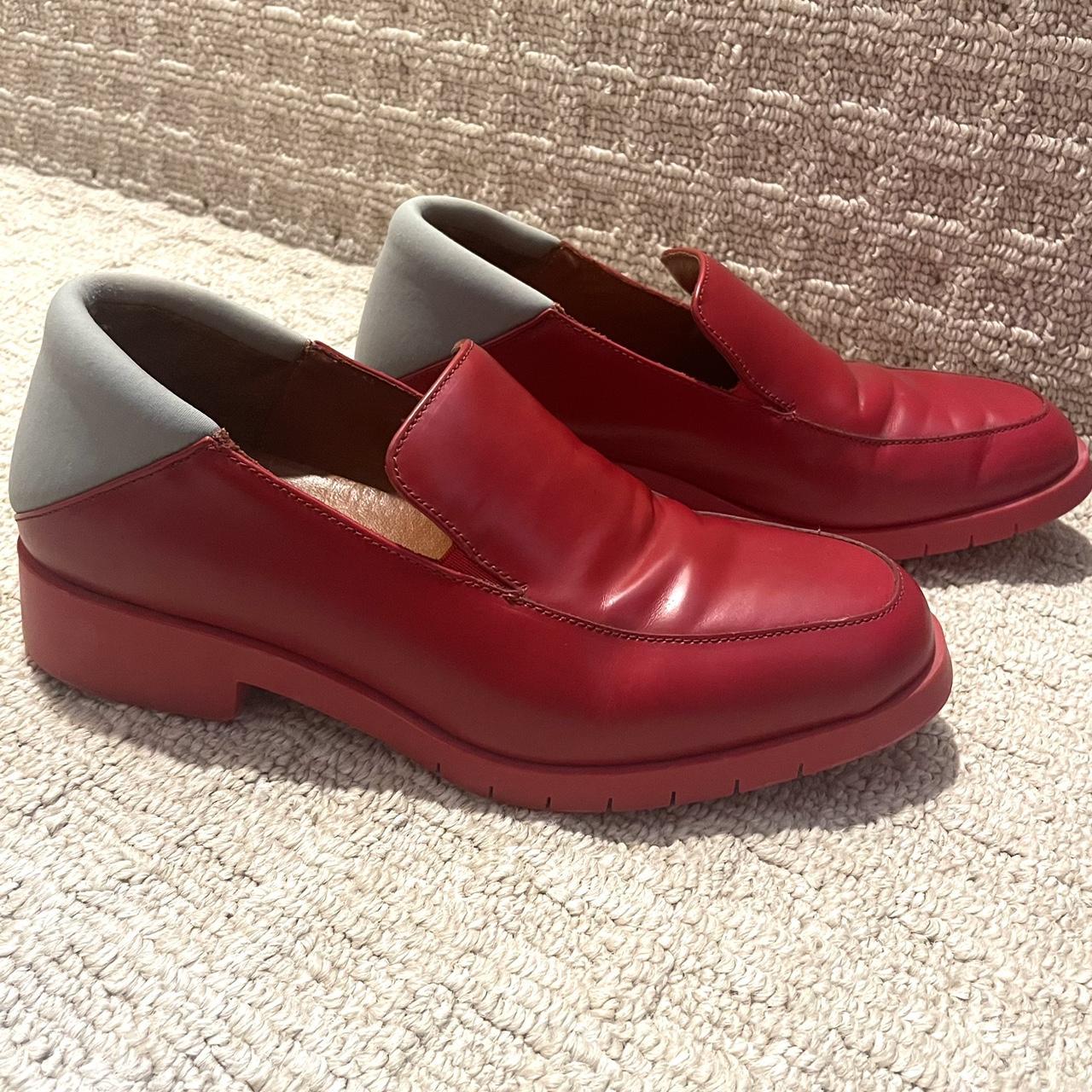 Women's Red and Grey Loafers | Depop