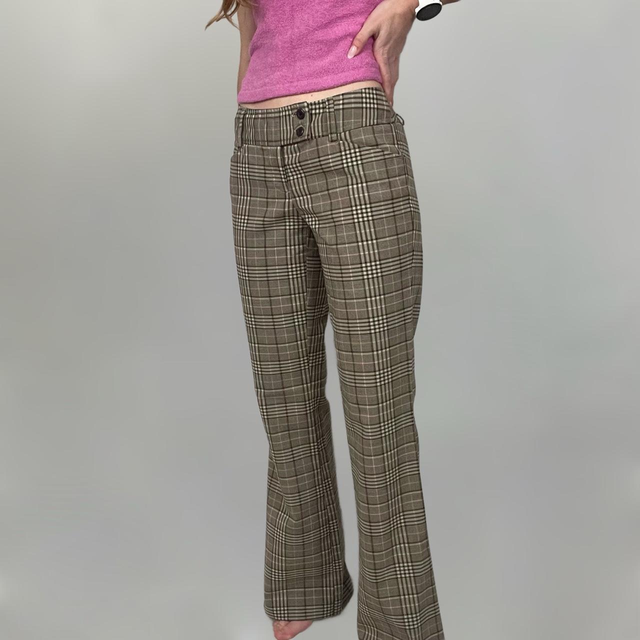 🩷 plaid low rise y2k flares low rise plaid pants | Depop