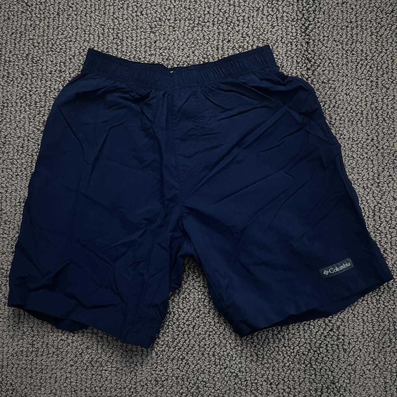 Vintage Navy Blue Columbia Swim trunks Size S Great... - Depop