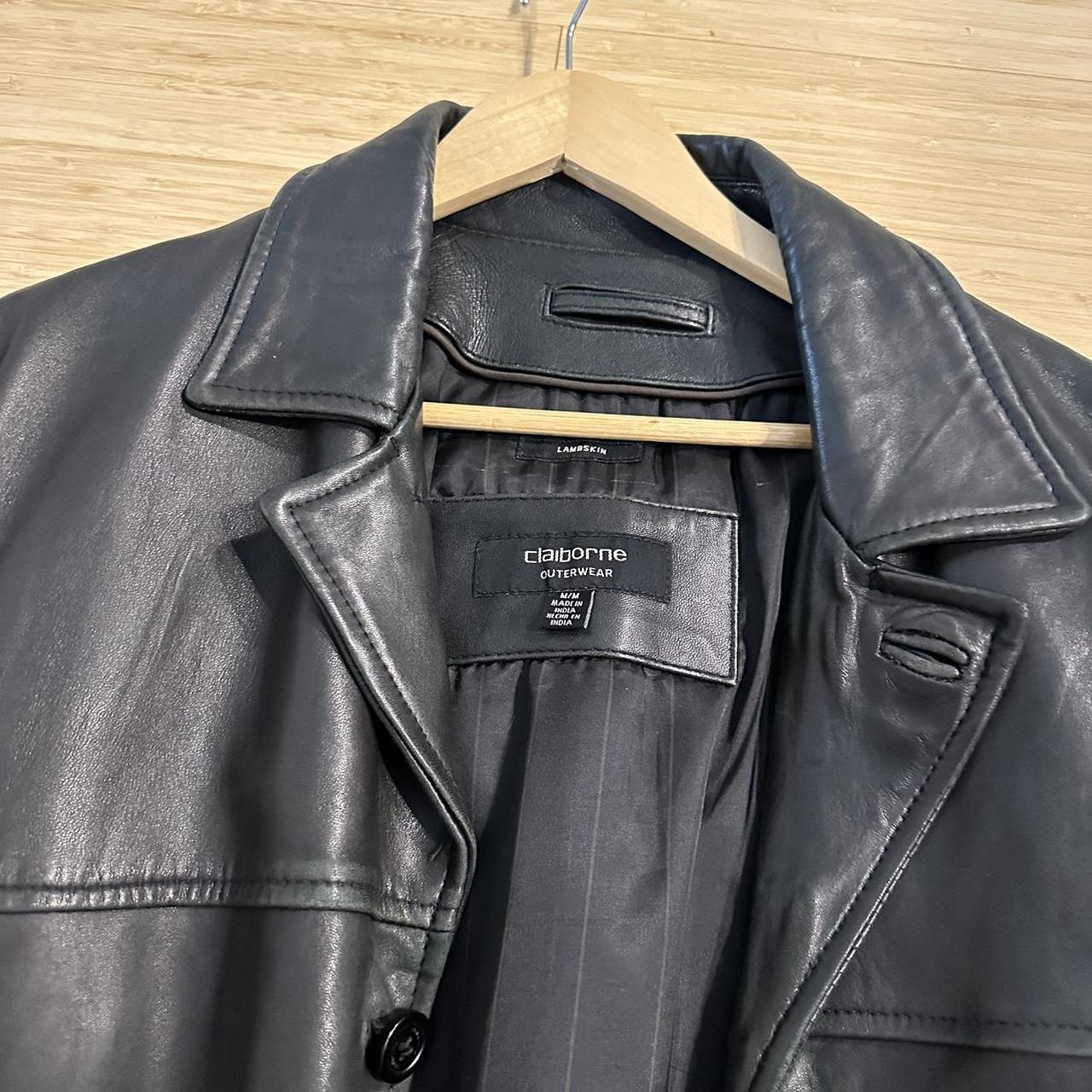 vintage liz claiborne leather coat 🖤 men’s size M,... - Depop