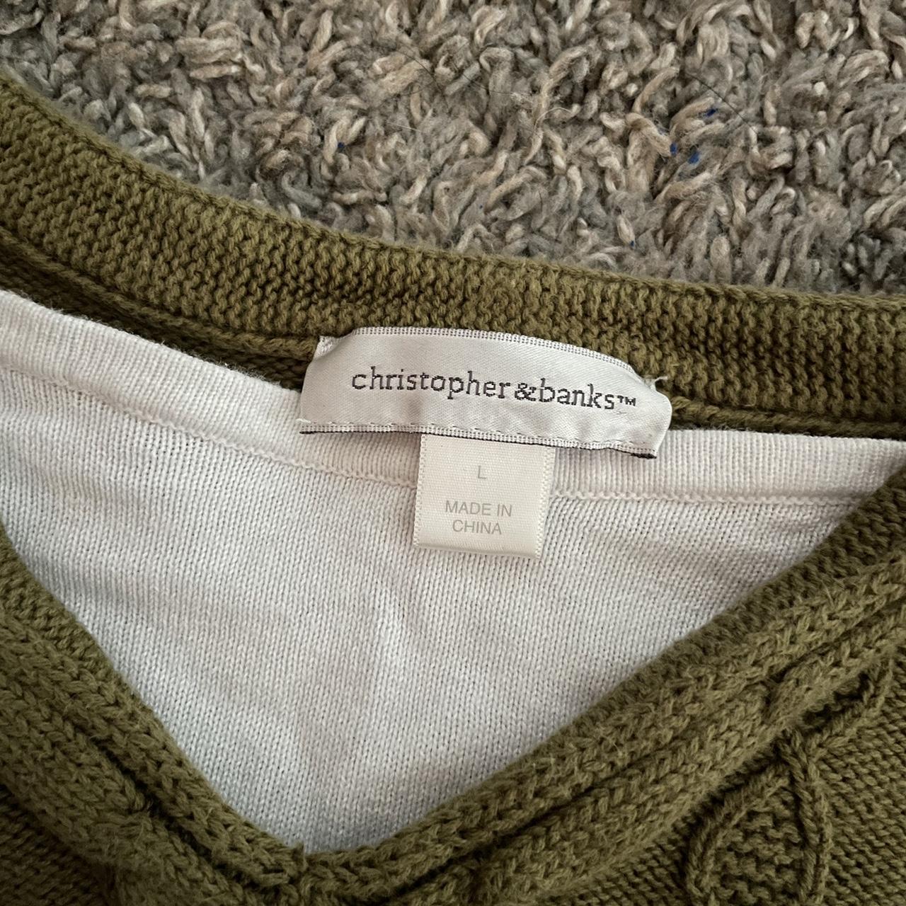 Christopher Banks Women S Green And White Jumper Depop