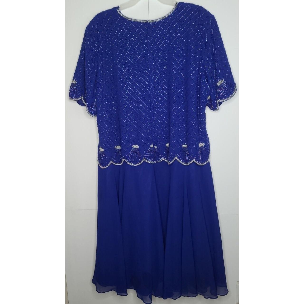 Vintage Carina Barry Lee Dress Gown 4X Blue Silver... - Depop