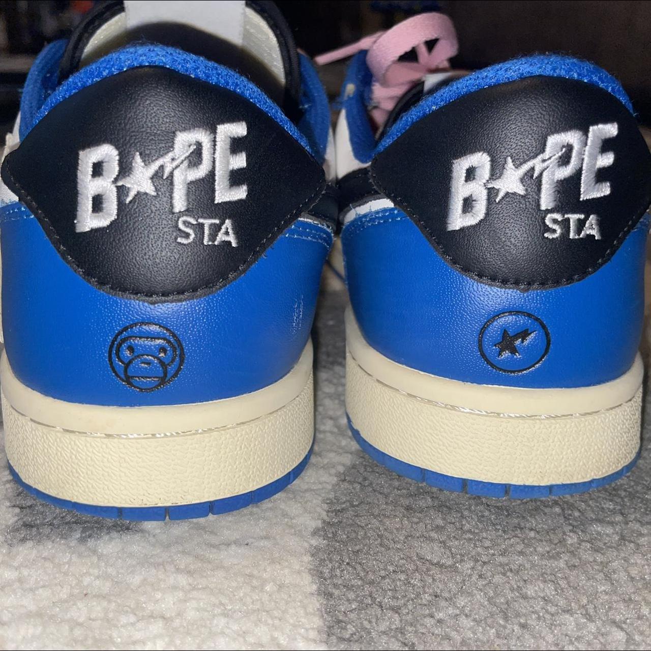 BAPE Men's Blue and White Trainers | Depop