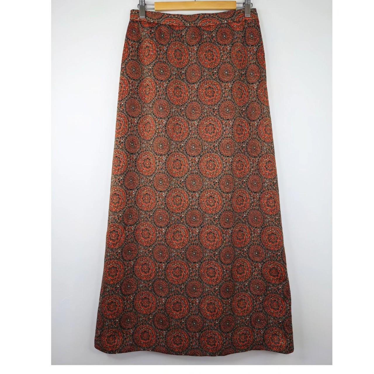 70s maxi lurex skirt with amazing medallion motif... - Depop