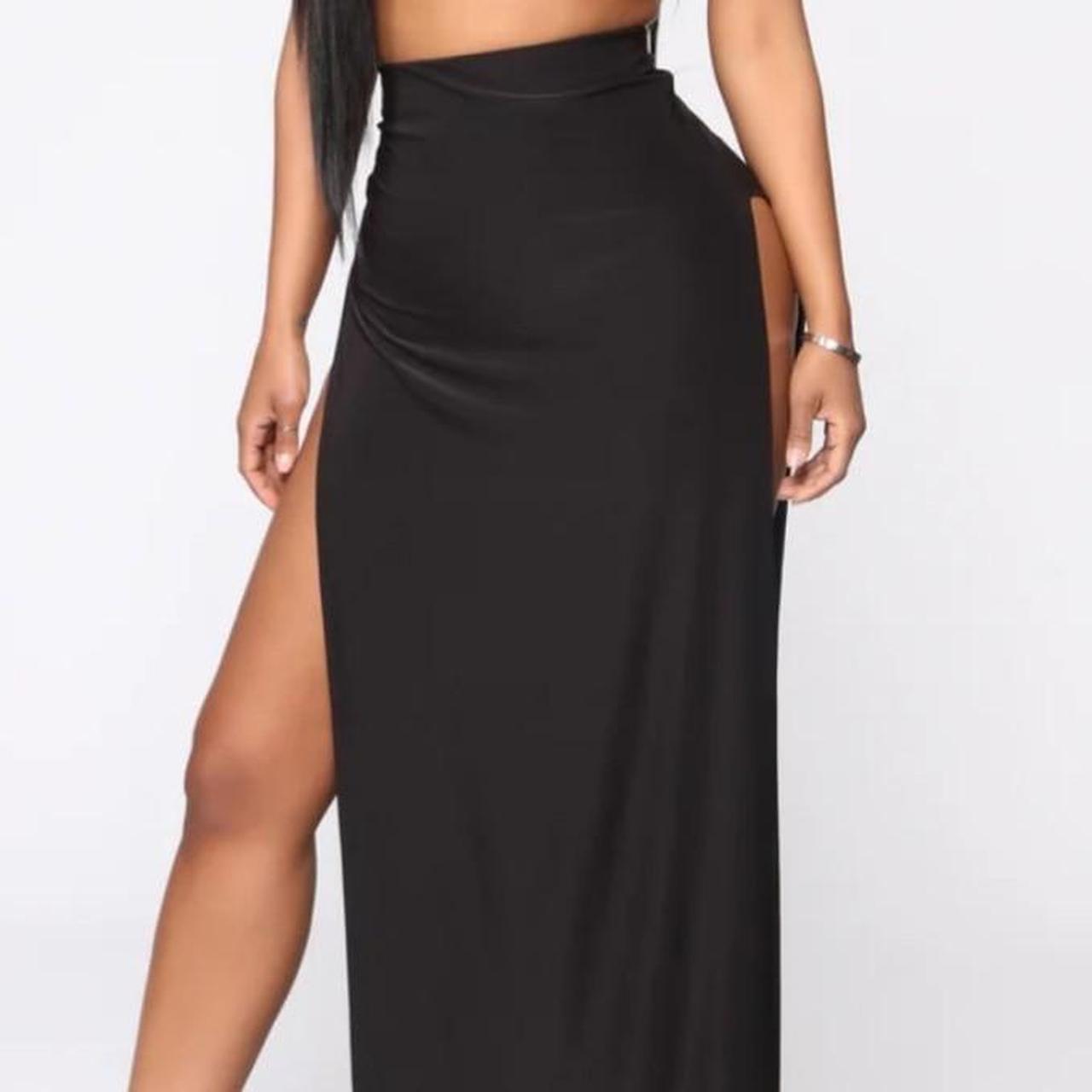 Mariah Slit Skirt Set - Black