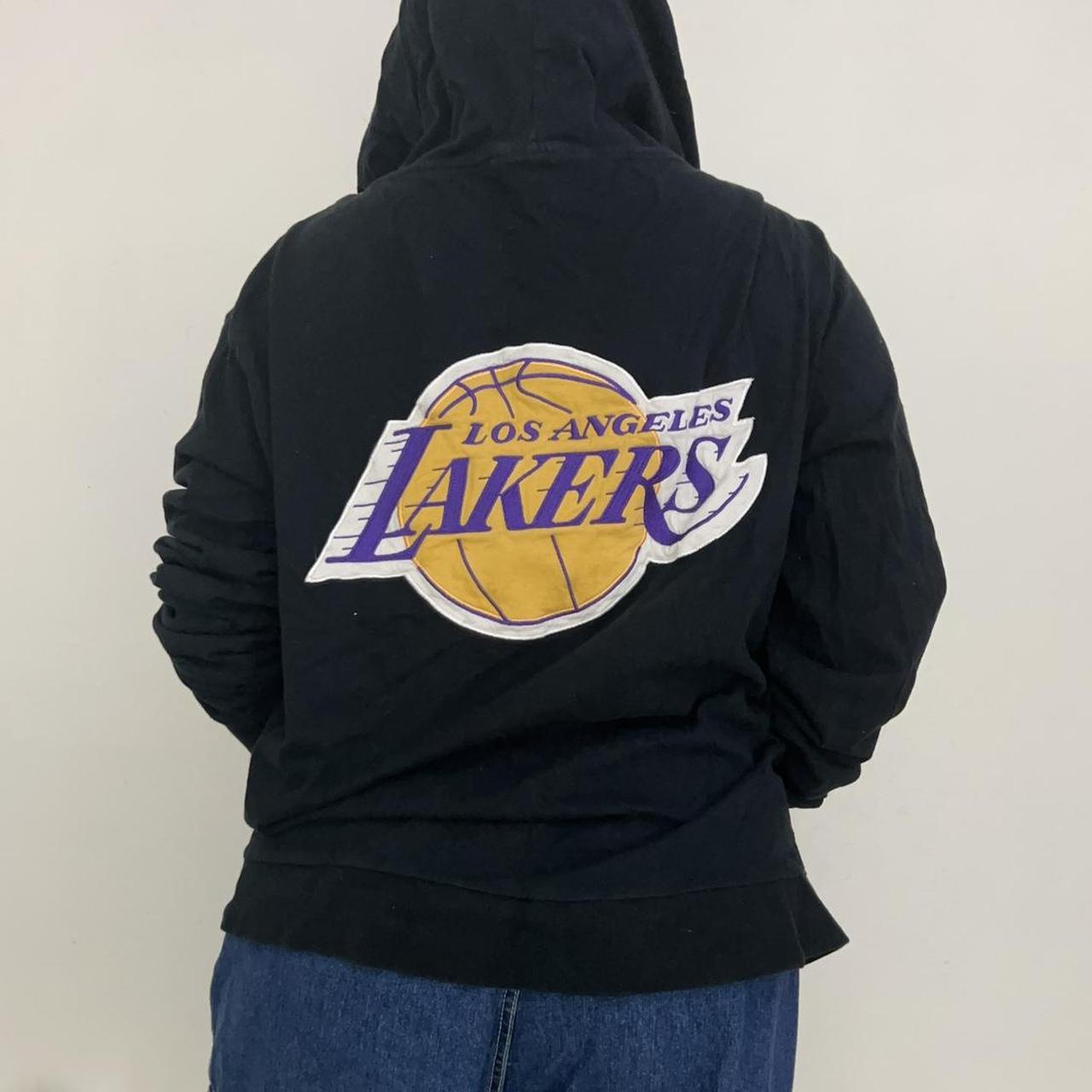 White LA Lakers hoodie with pink logo #LakersHoodie - Depop