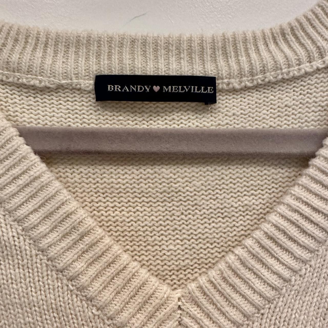 brandy melville cream nikki sweater, worn twice,... - Depop