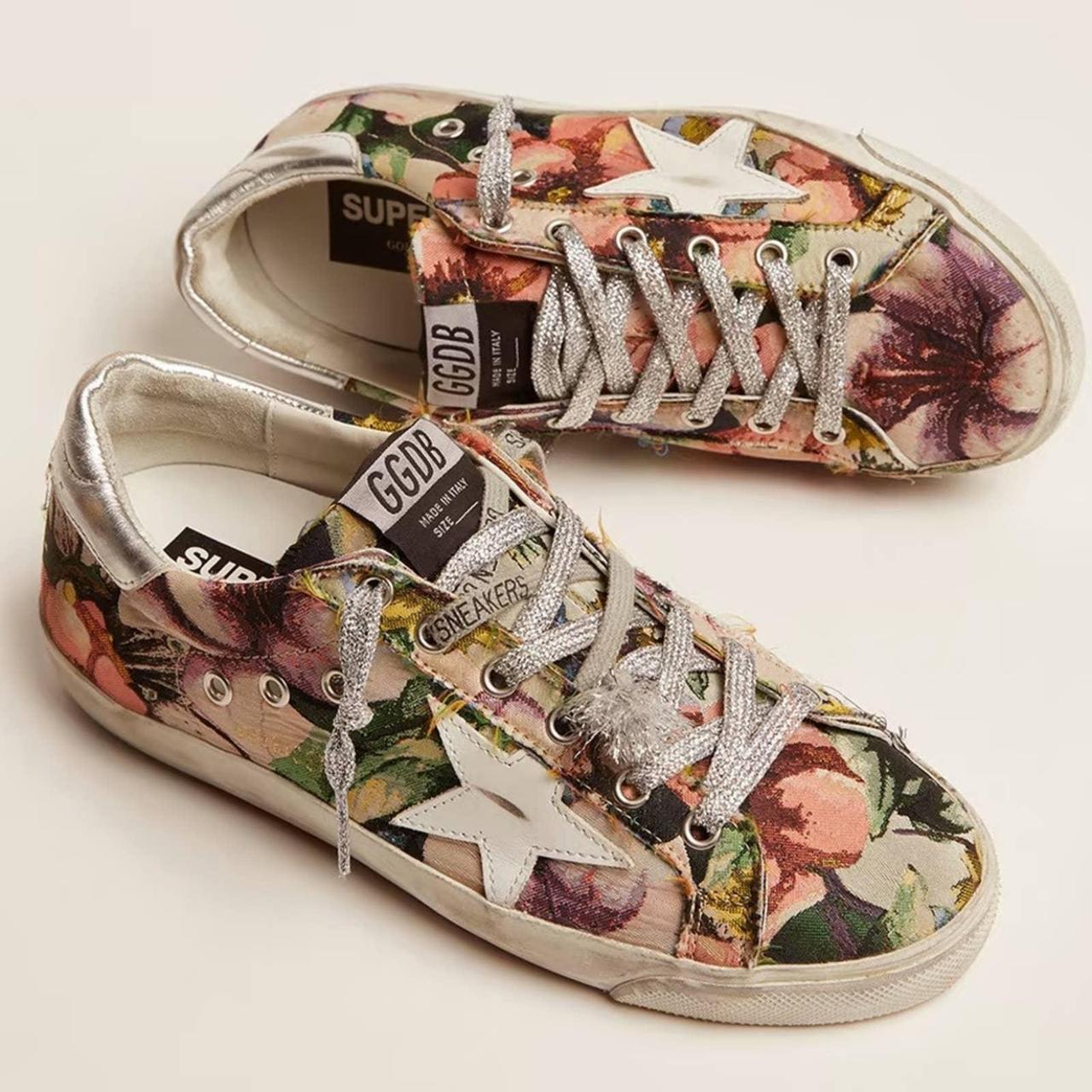 Floral golden fashion goose sneakers