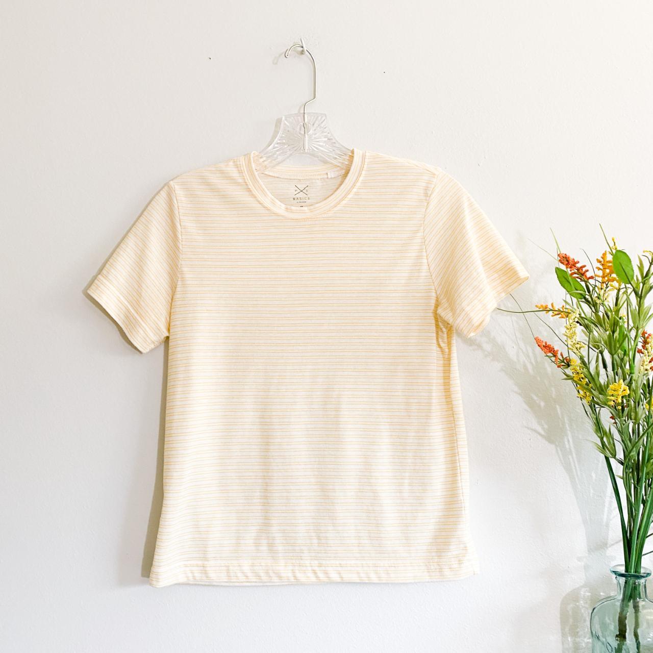 PACSUN Light Yellow Stripe Tee Shirt Top XS, ➳...