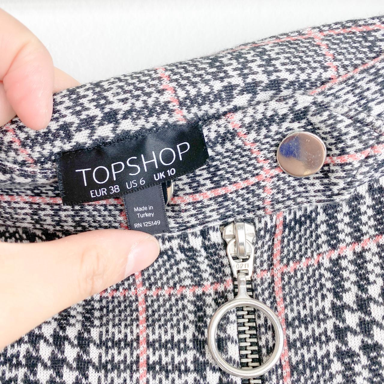 TOPSHOP Plaid Knit Zip Front Mini Skirt Gray,