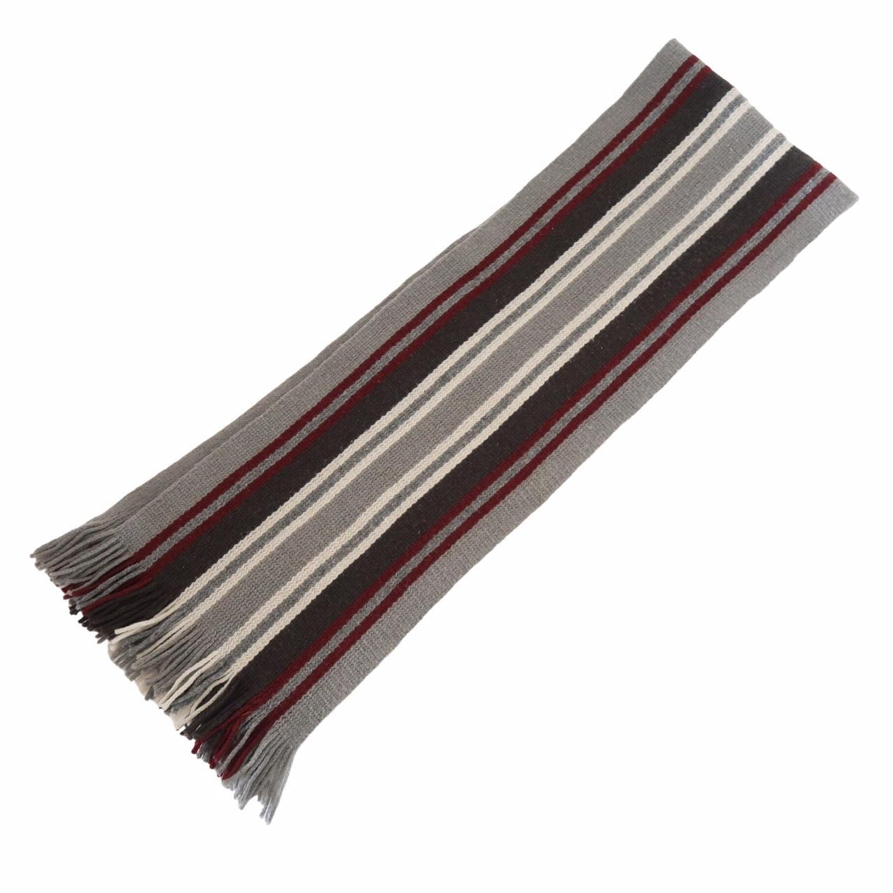 Grey vintage 90s striped knitted scarf 🤍 one size.... Depop