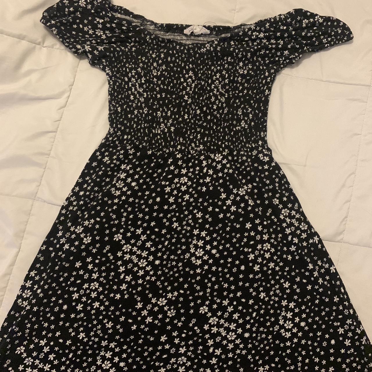 Pink Rose Women's Black and White Dress | Depop