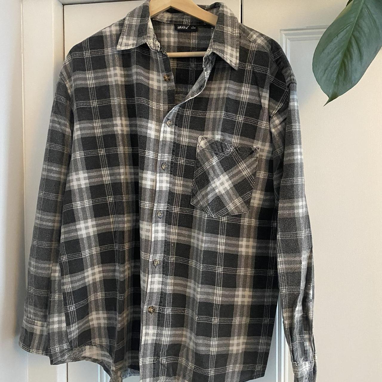 Really cool vintage black,white & grey checked shirt... - Depop