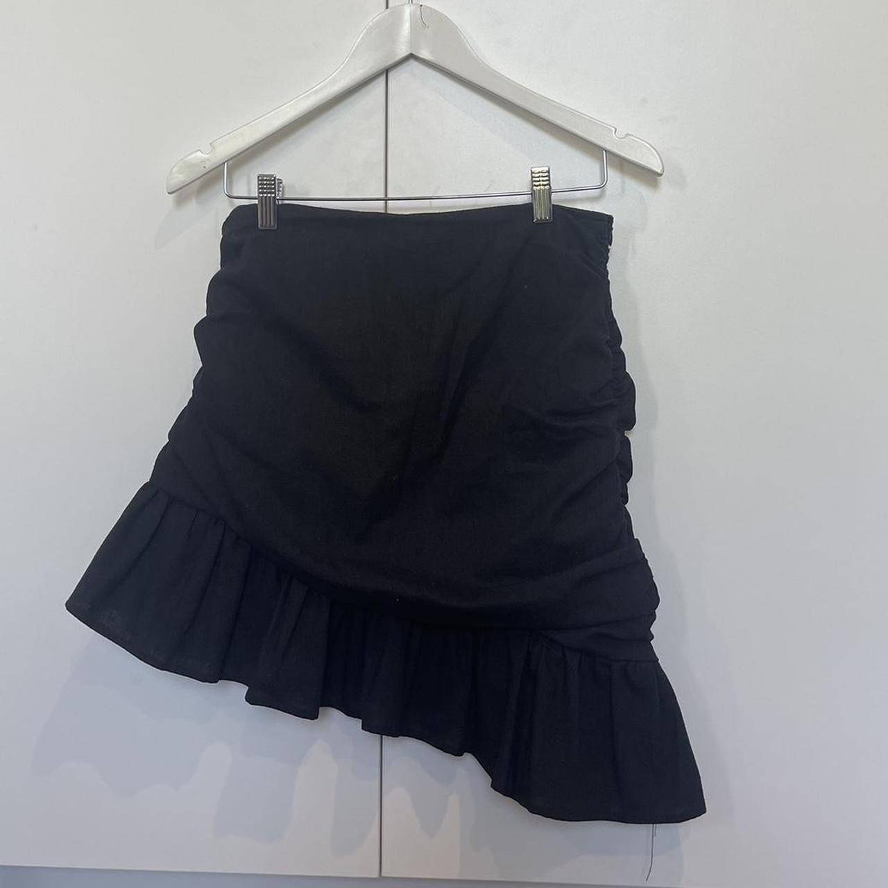 Asymmetrical black ruffle skirt Size: 12 Worn once,... - Depop