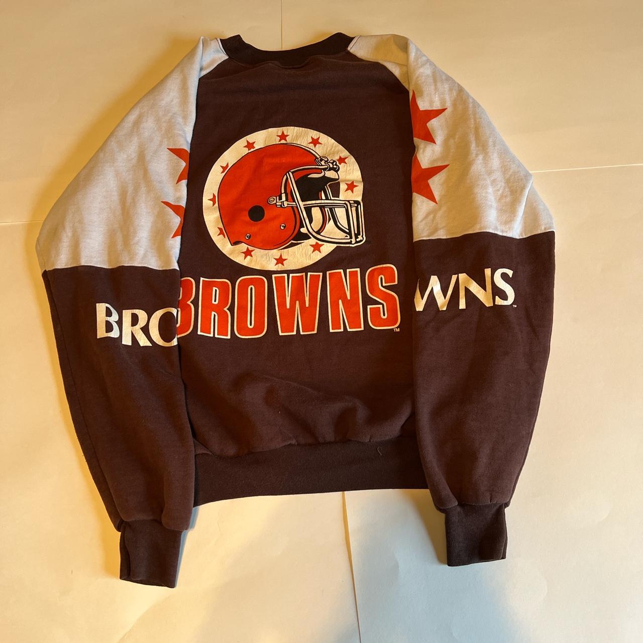 cleveland browns crewneck sweatshirt brown / - Depop