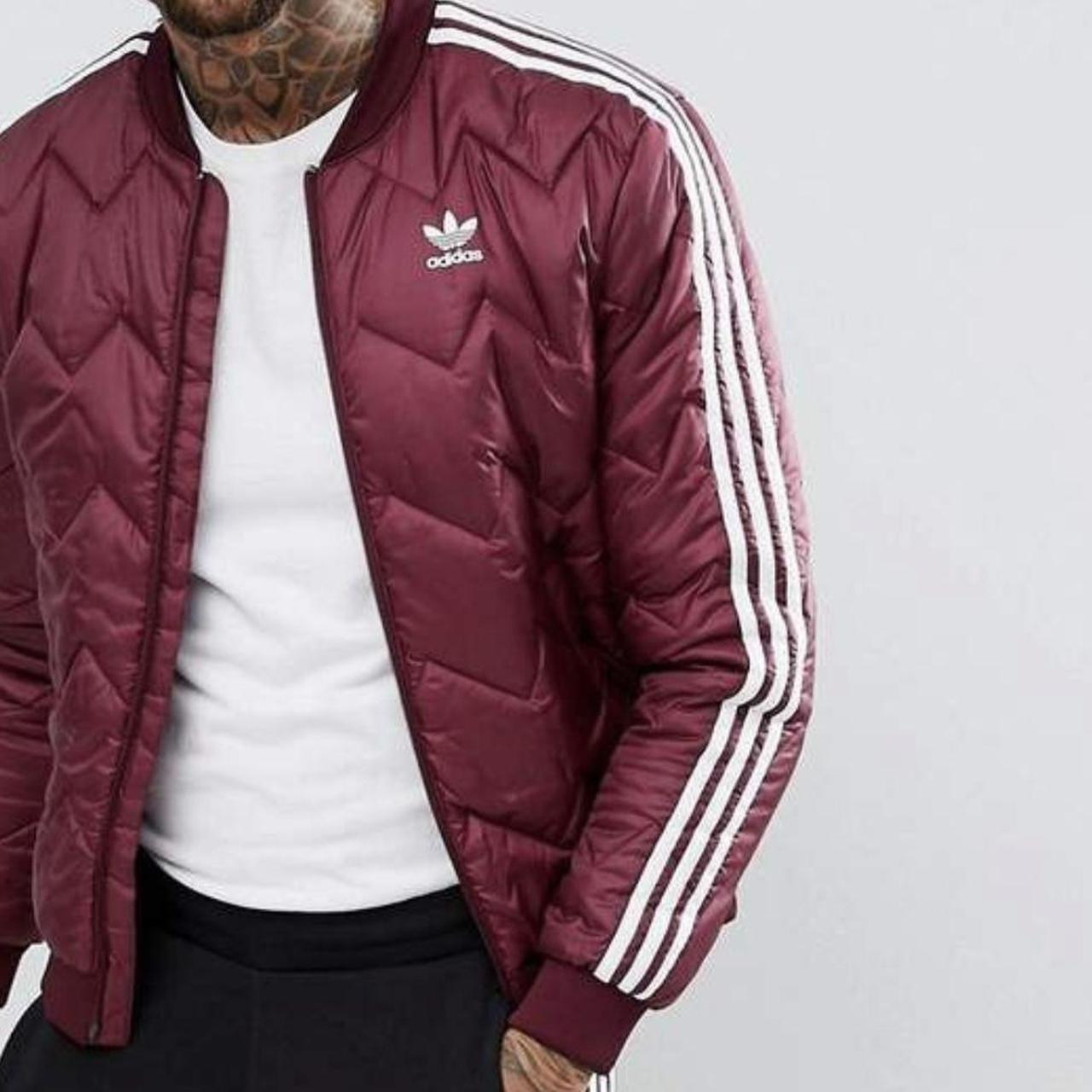 Burgundy adidas bomber jacket hotsell