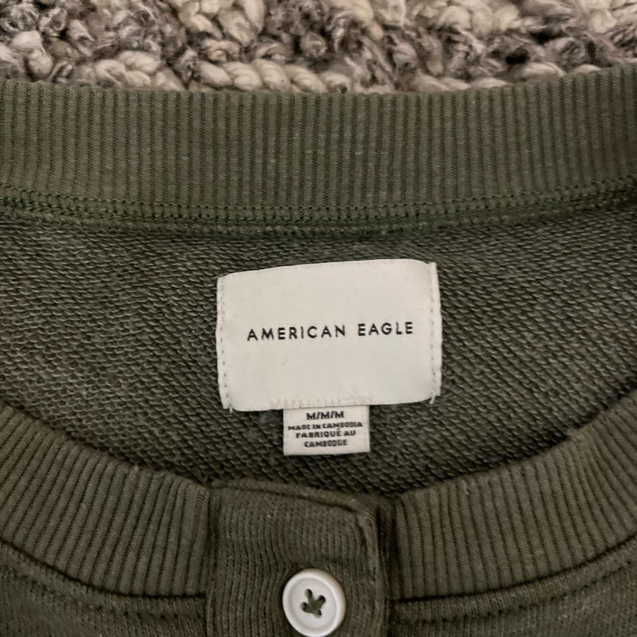 American Eagle Green Cropped Long Sleeve wore,... Depop