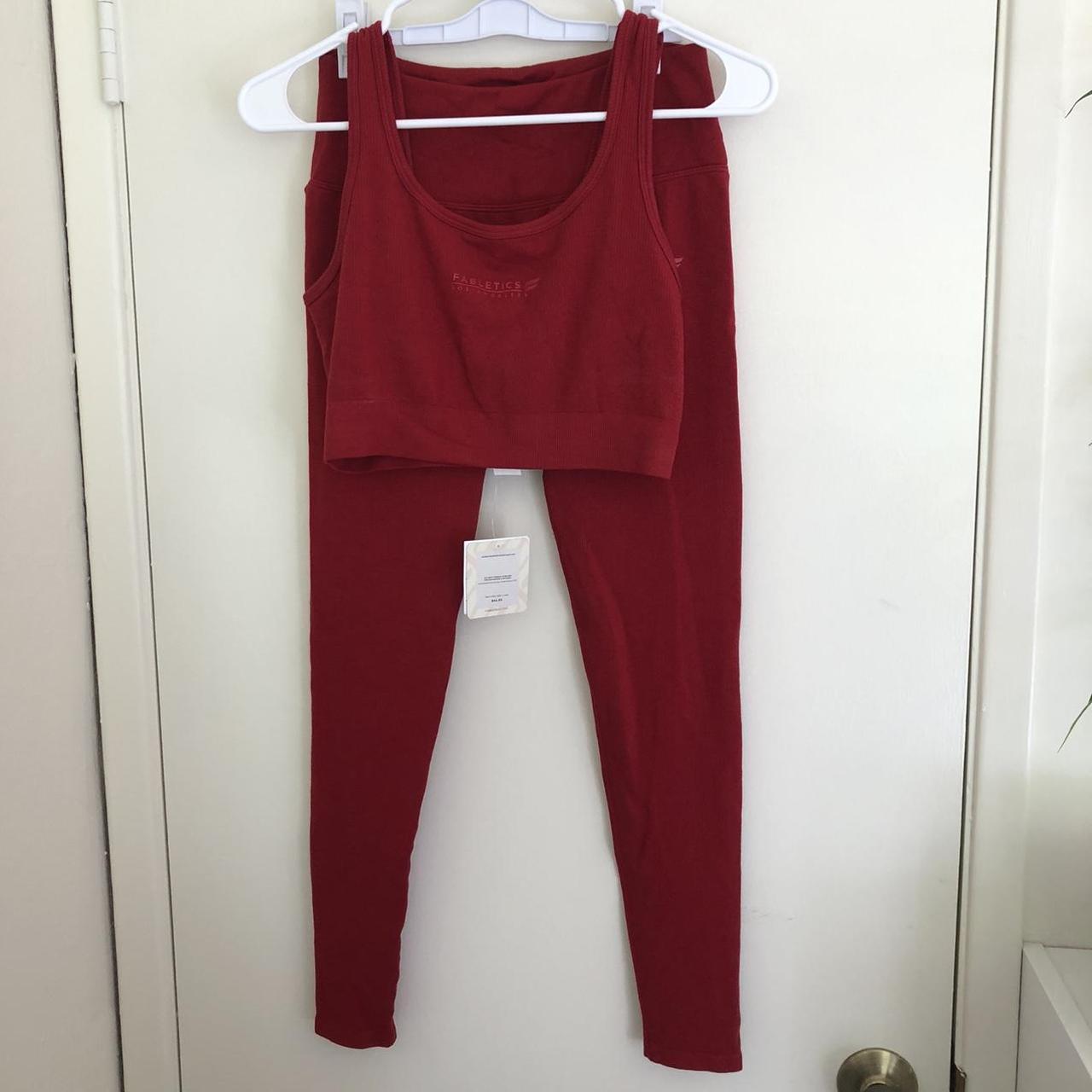 new with tag fabletics red matching set! soooo soft! - Depop