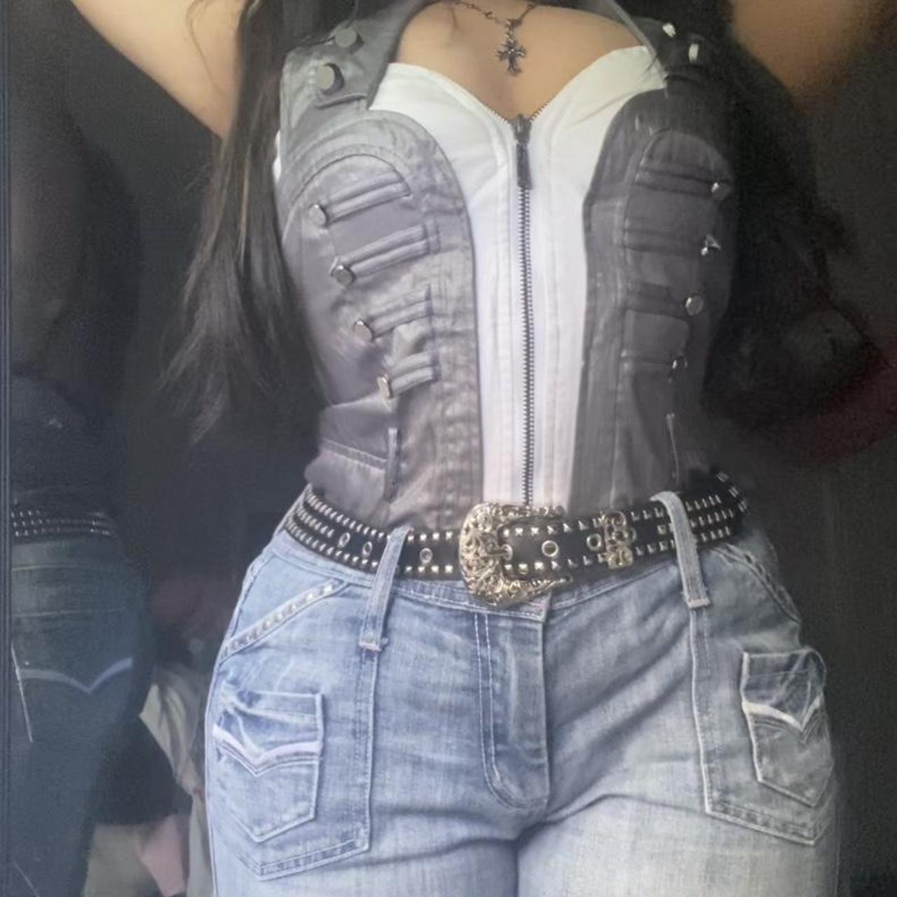 Goth corset top 🫶🏼 Cutest scene/goth top ever!… - Depop