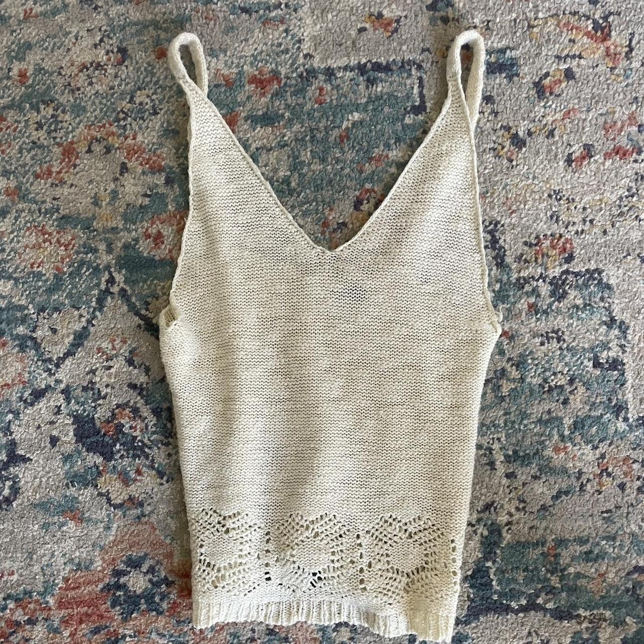 Brandy melville cream knit tank top with a crochet