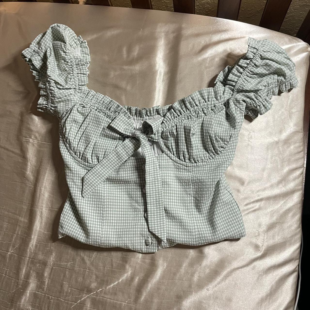 super pretty plaid sage green corset top from... Depop