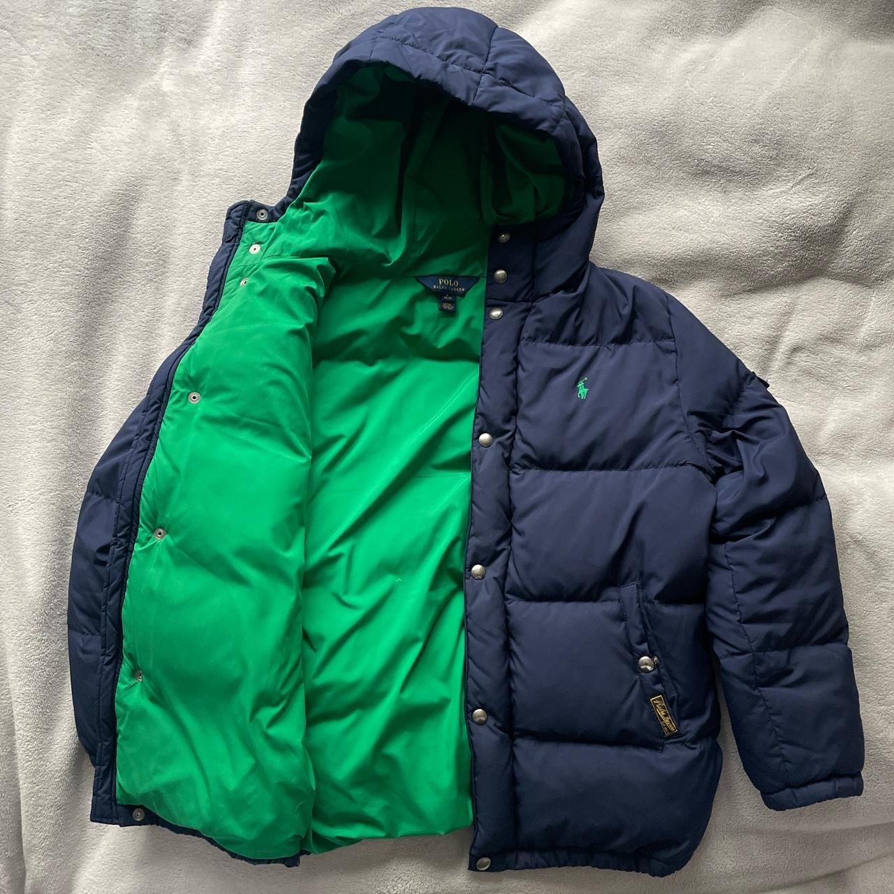 Ralph Lauren puffer coat navy with green lining Kids... - Depop