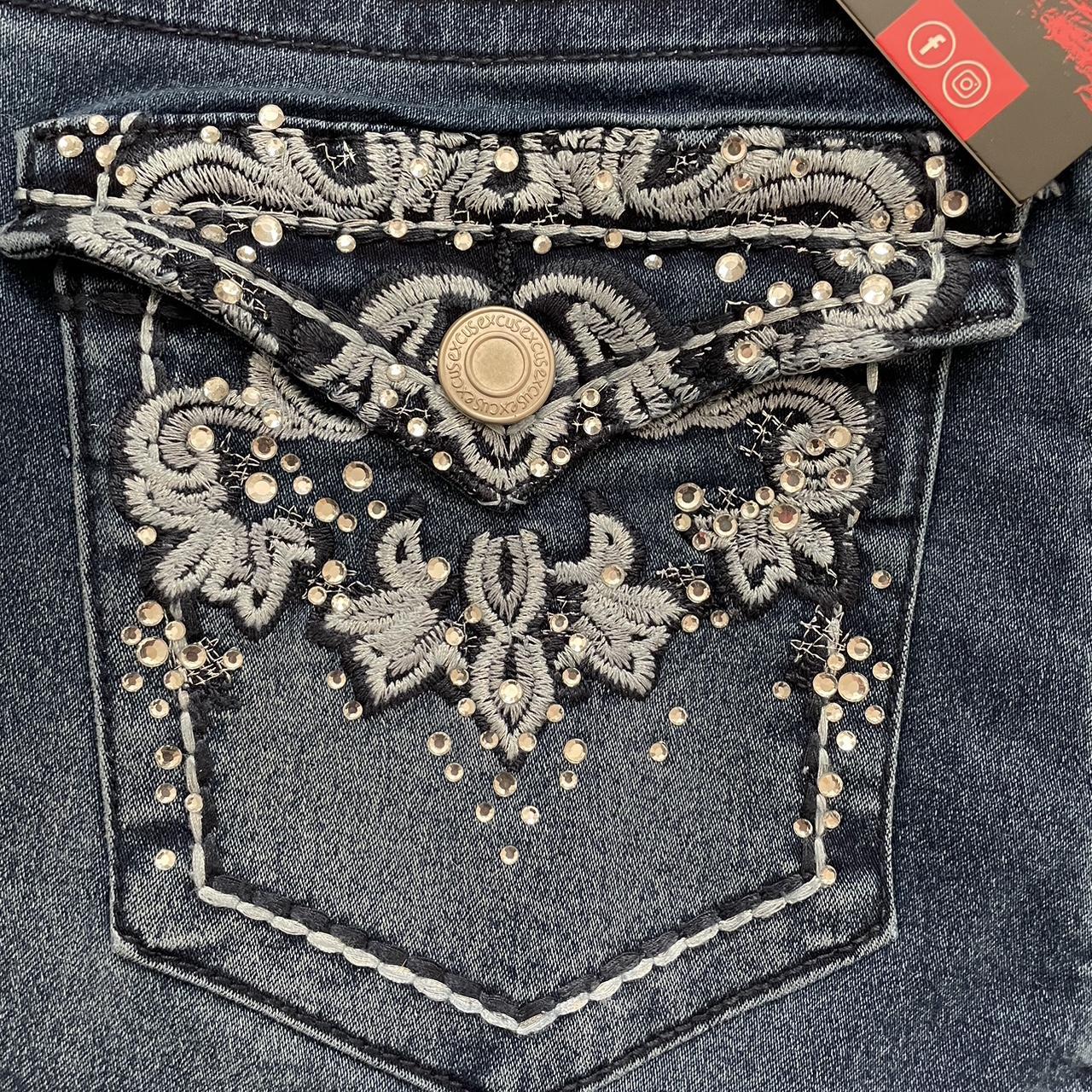 Y2k bedazzled pocket jeans size 11 brand new with... - Depop