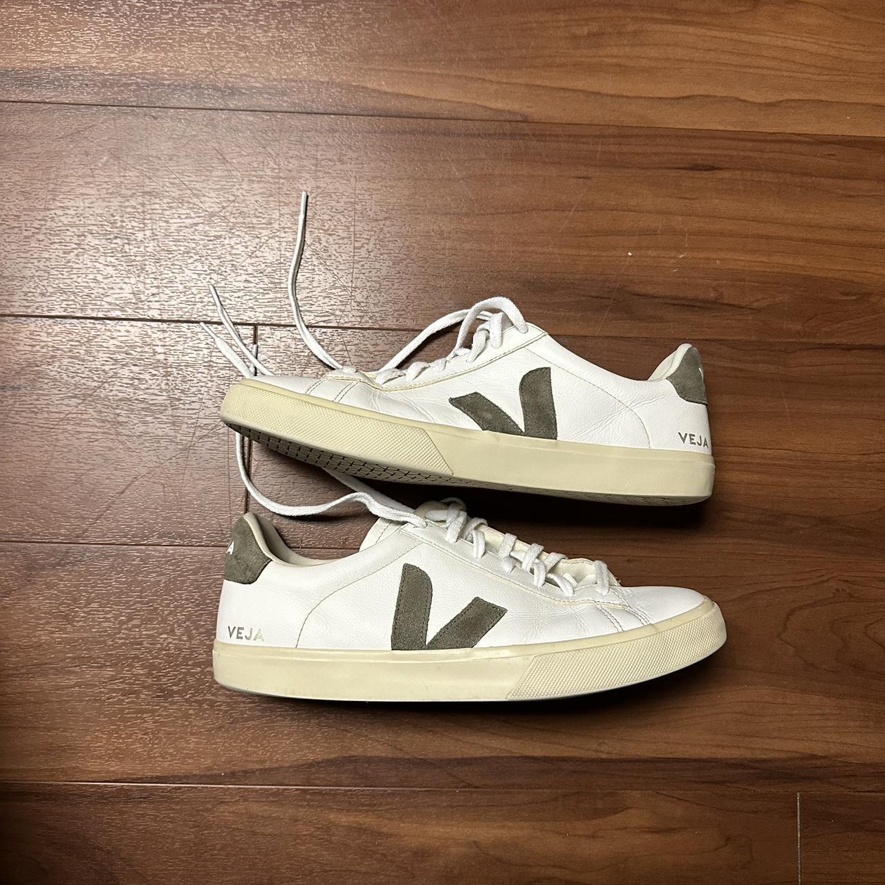 Used Veja Campo white Kaki Sneakers US Men’s size... - Depop