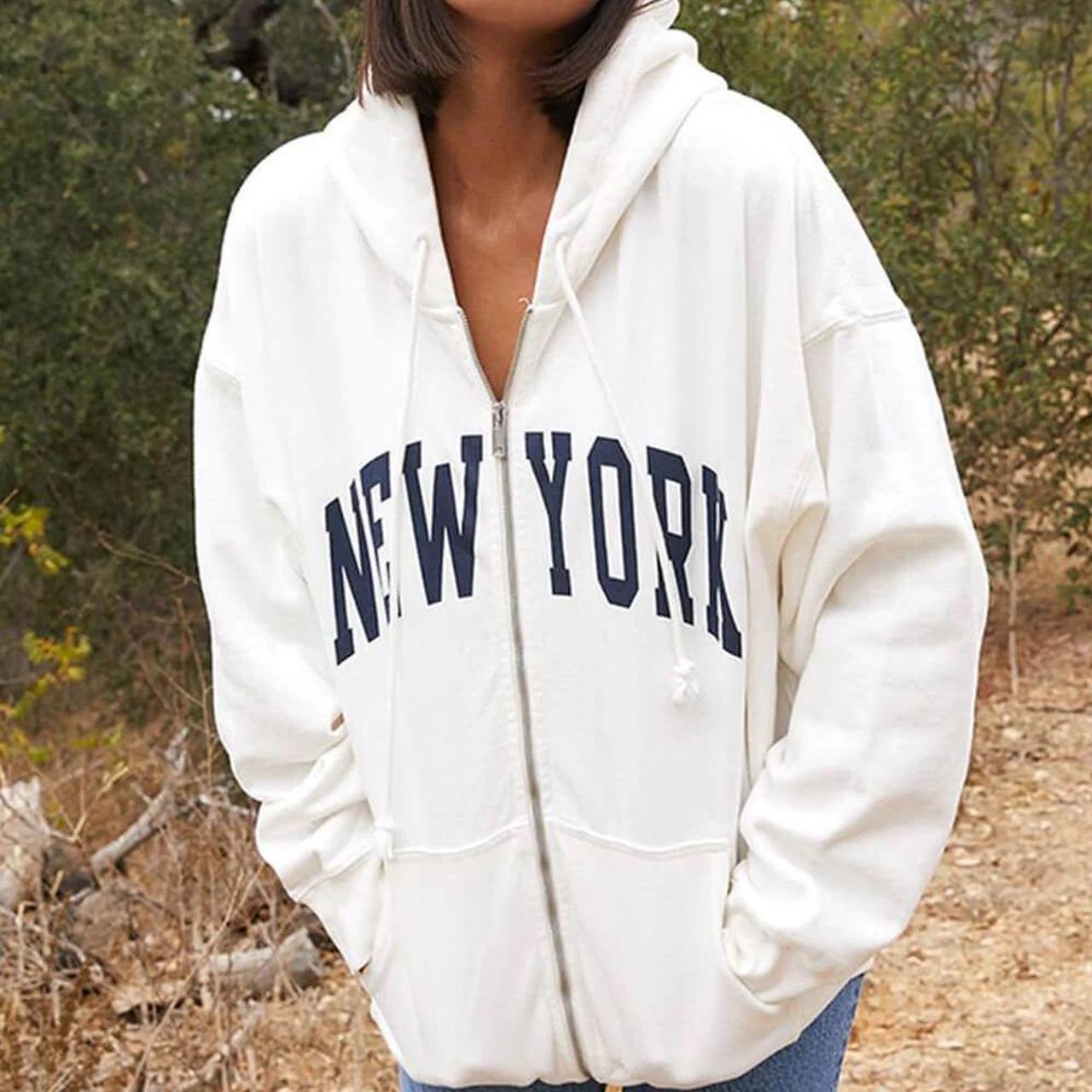 Brandy Melville Christy New York Hoodie cream Depop