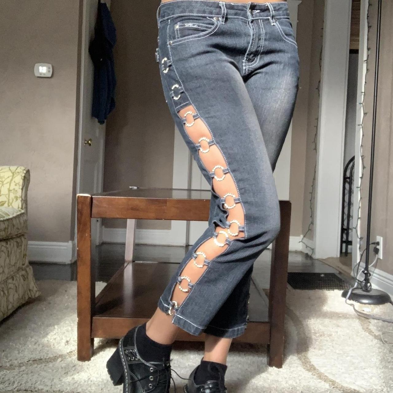Women's Blue and Black Jeans Depop