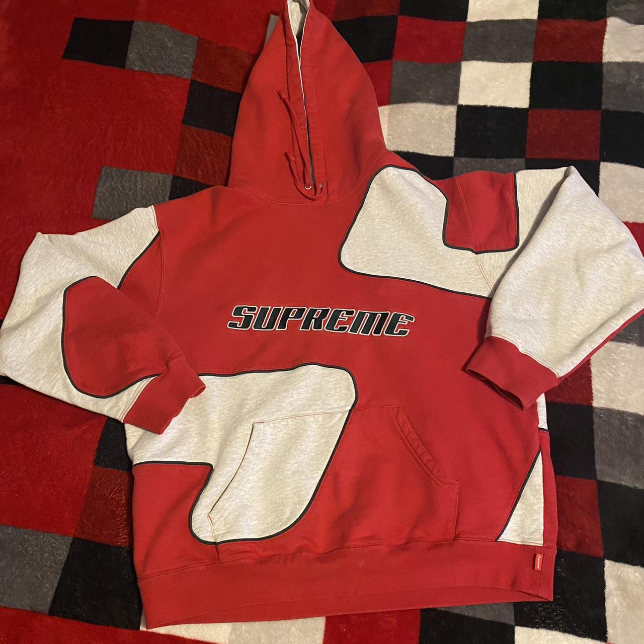 Supreme Men's Red and White Hoodie | Depop