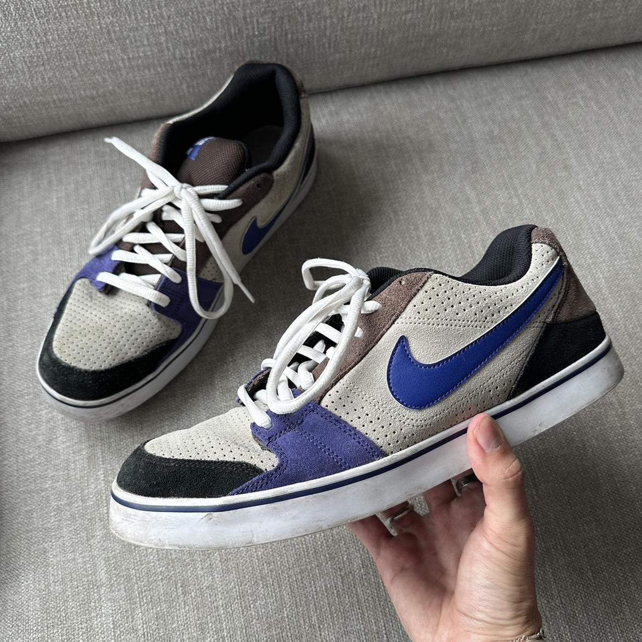 Nike dunk sb in suede trainers, grey black purple... - Depop