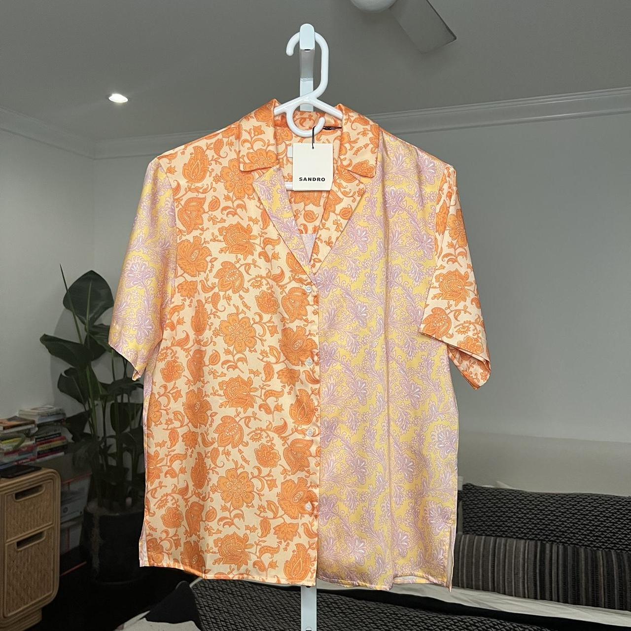 Sandro Women's Orange and Yellow Shirt (2)