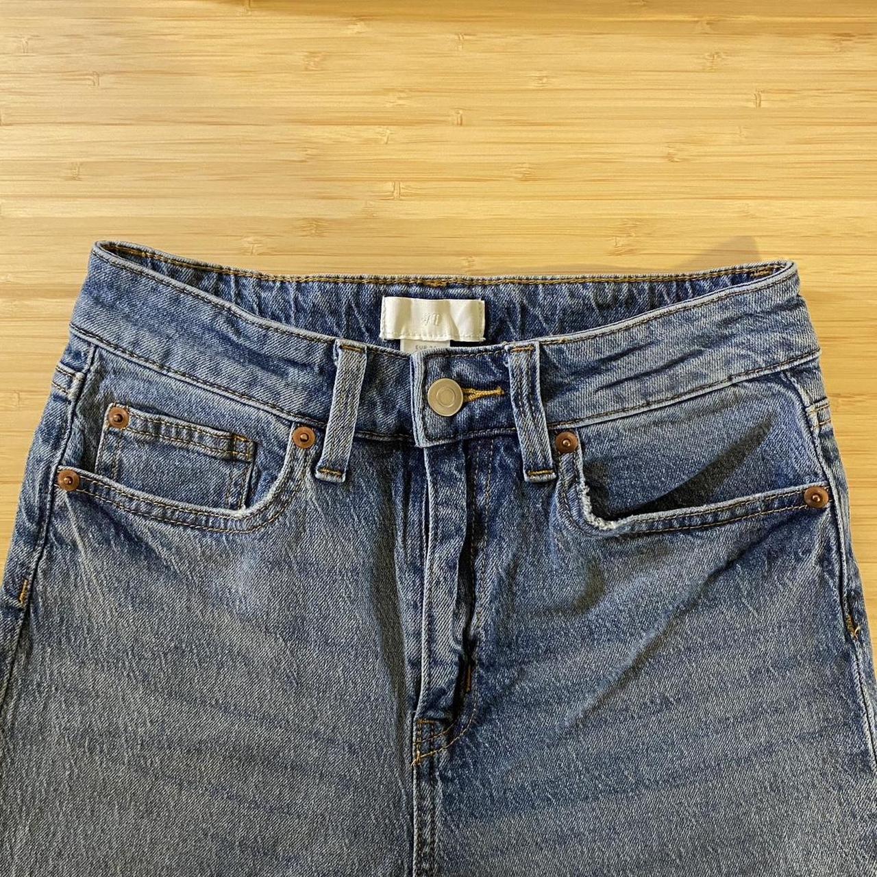 H&M high waisted straight leg jeans. Medium wash,... - Depop