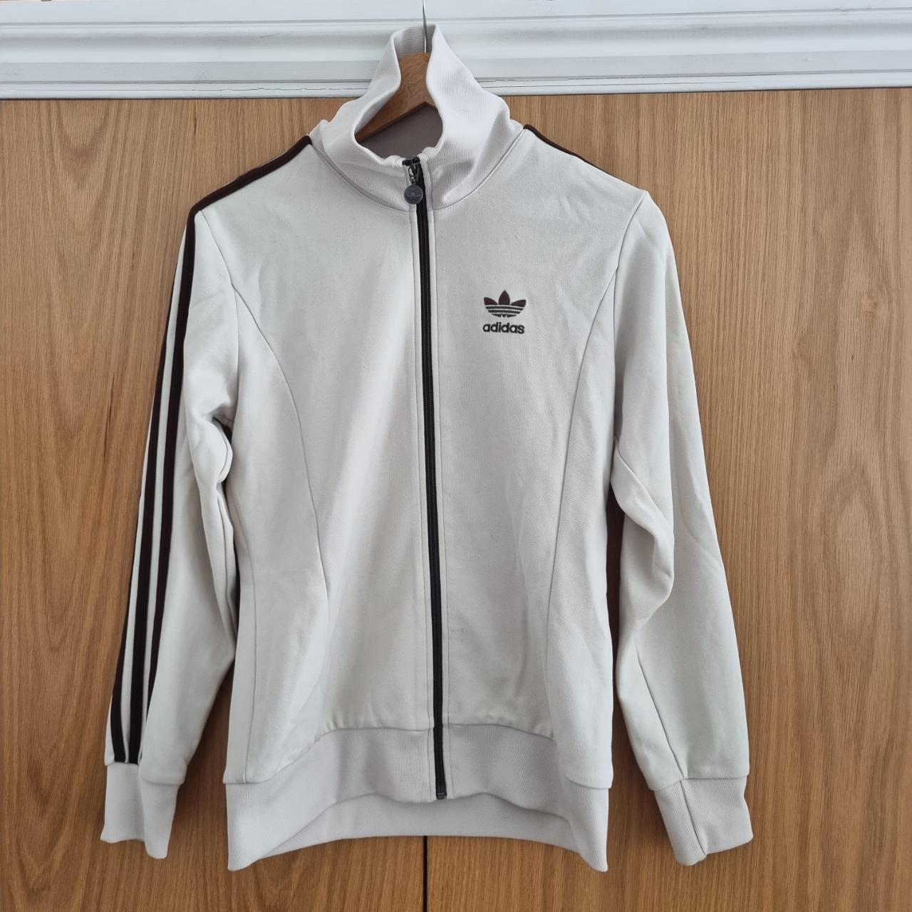 Adidas Cream & Brown Track Top Brand: Adidas Size:... - Depop