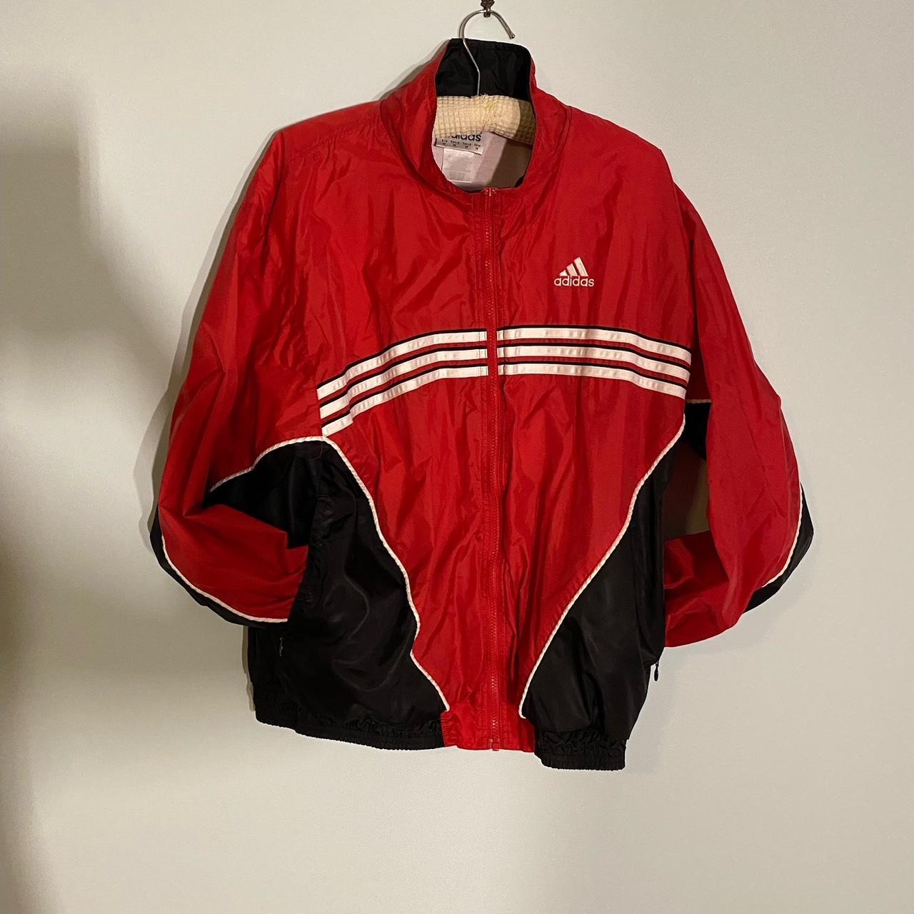 Vintage Red Adidas Windbreaker Size: Medium Length:... - Depop