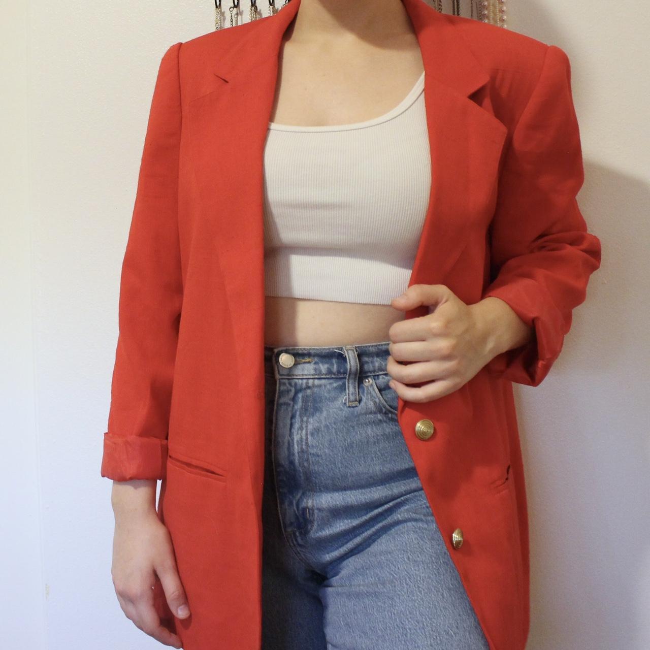 American Vintage Women's Red and Gold Jacket Depop