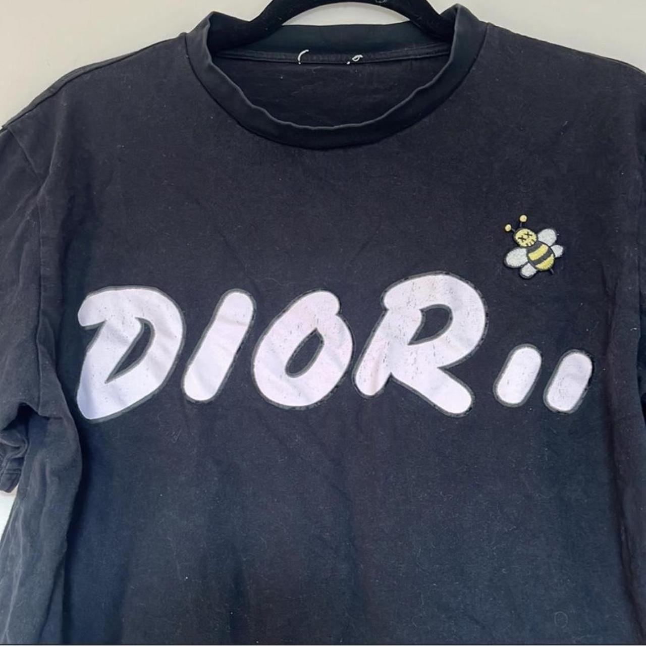 DIOR X KAWS black short sleeve T-shirt with bee | Depop