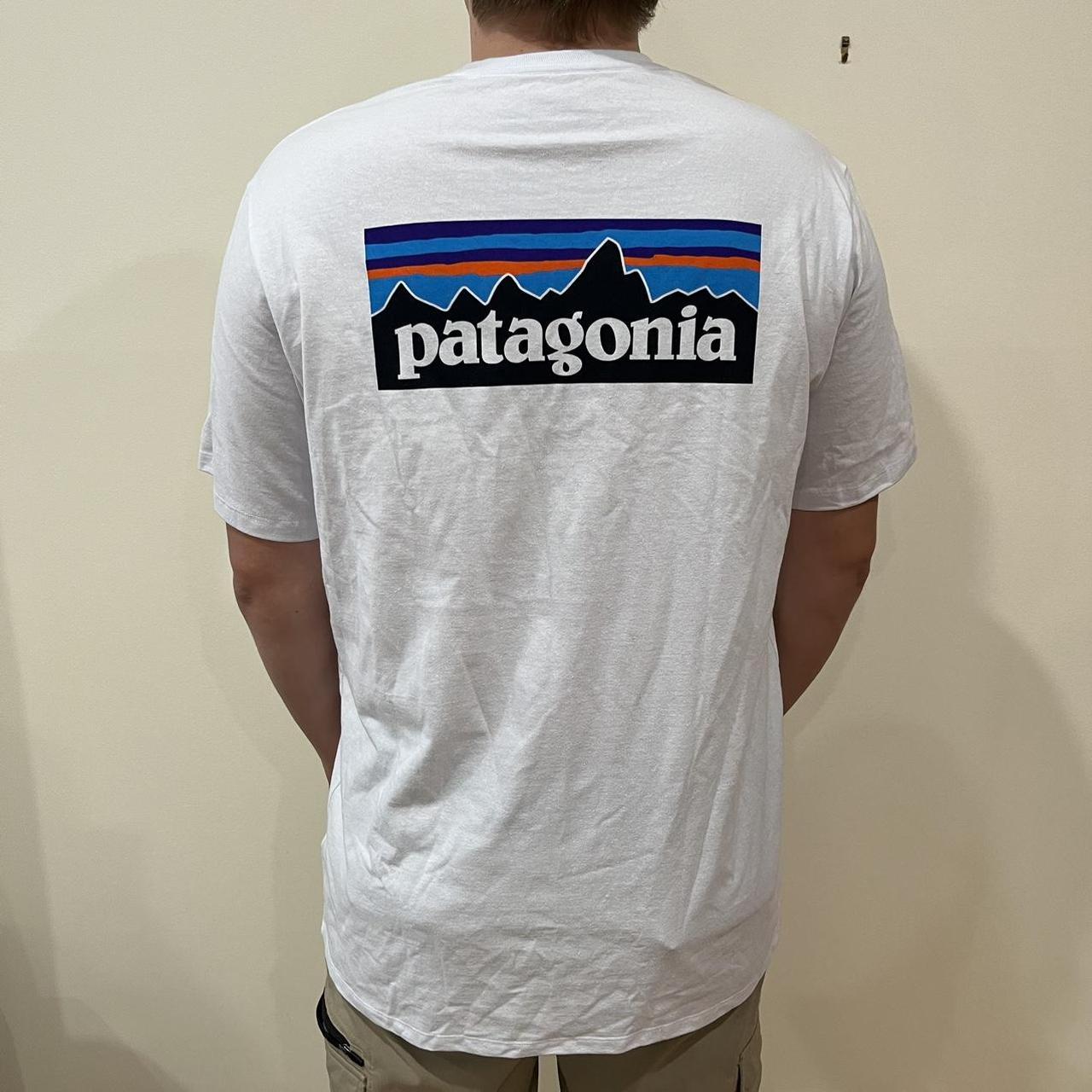 Patagonia white t-shirt Brand new with tags Size L - Depop