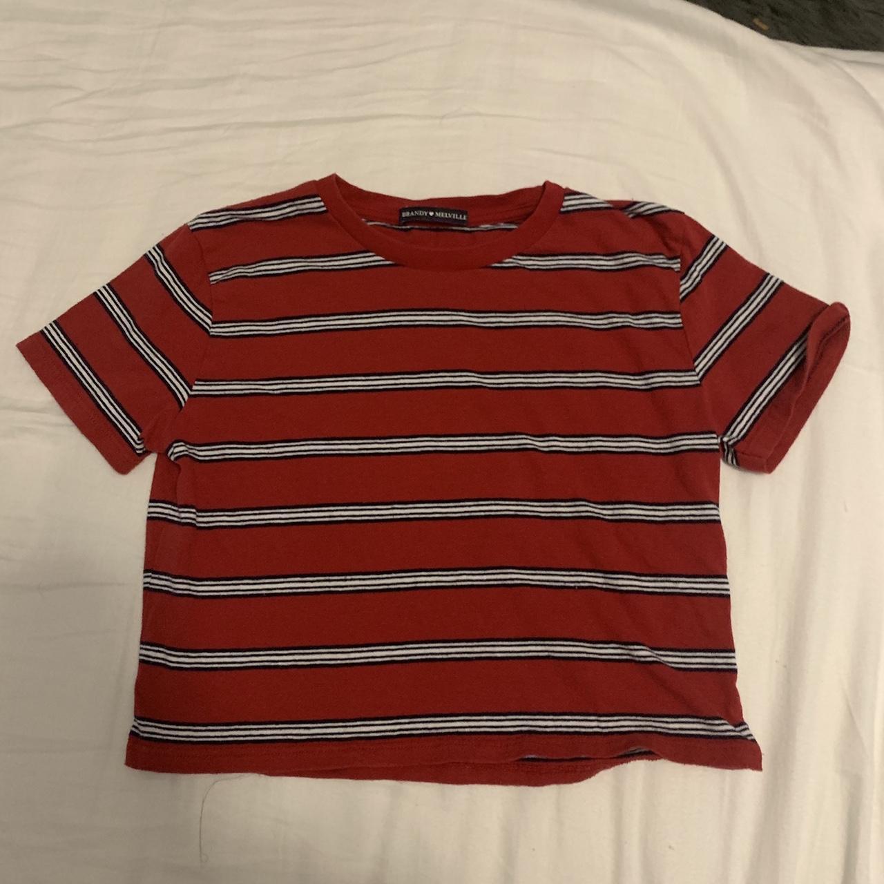 Brandy Melville Striped Top Good condition red w... - Depop